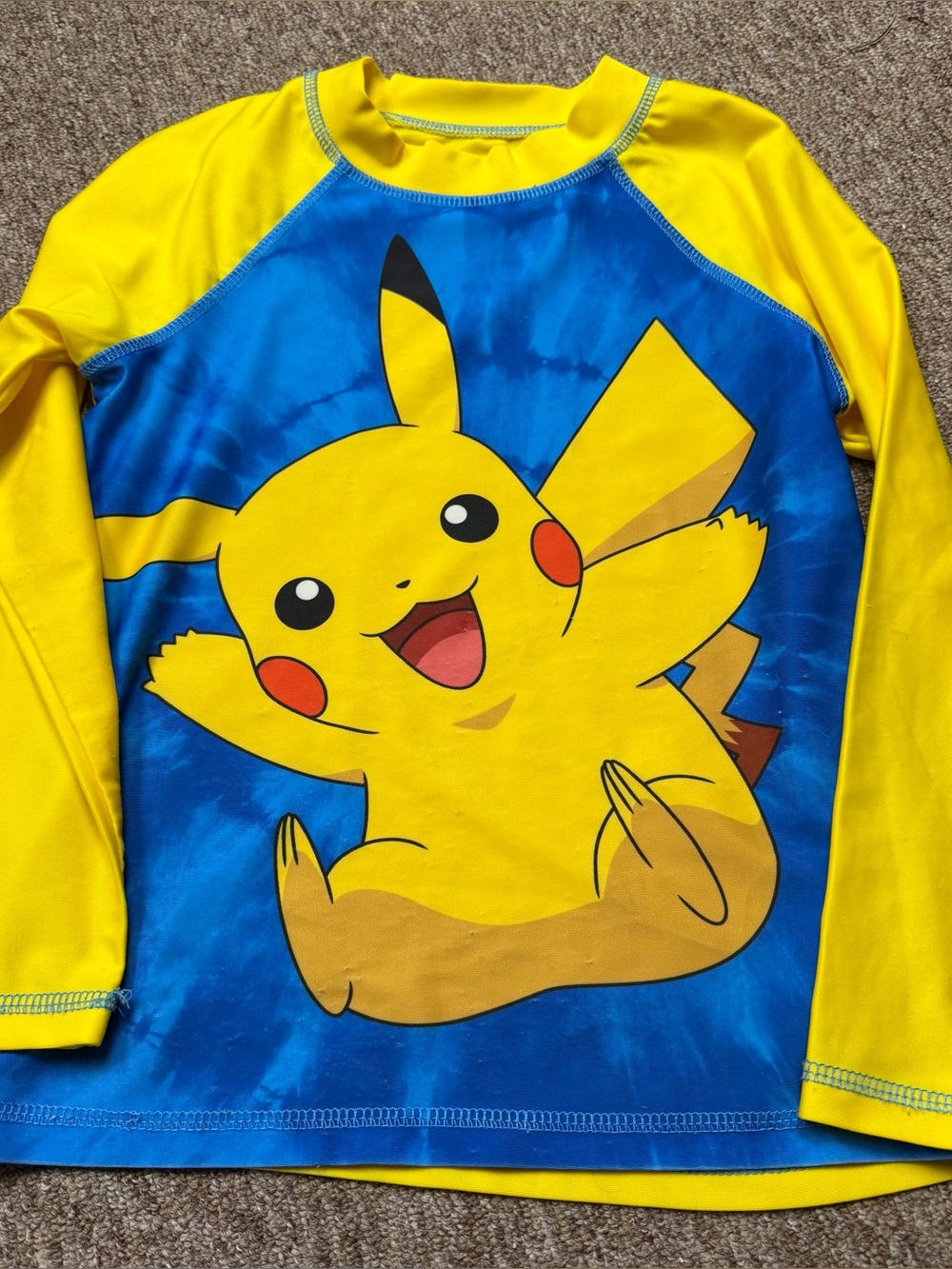 Pikachu Kids Rash Guard - Yellow & Blue Size 7